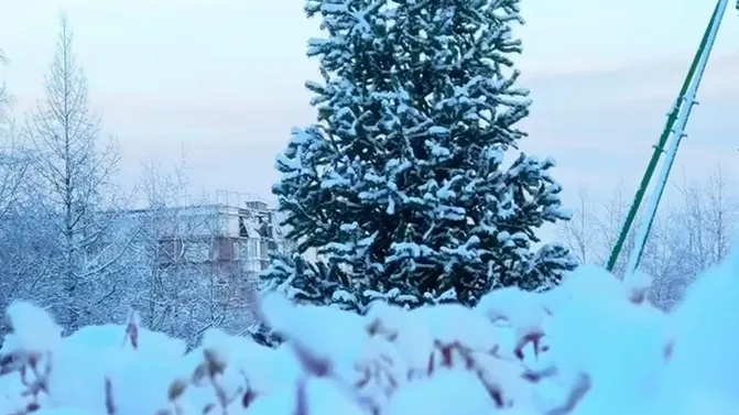 Ноябрьск украсили к Новому году. Кадр из видео t.me/noyabrskadmin