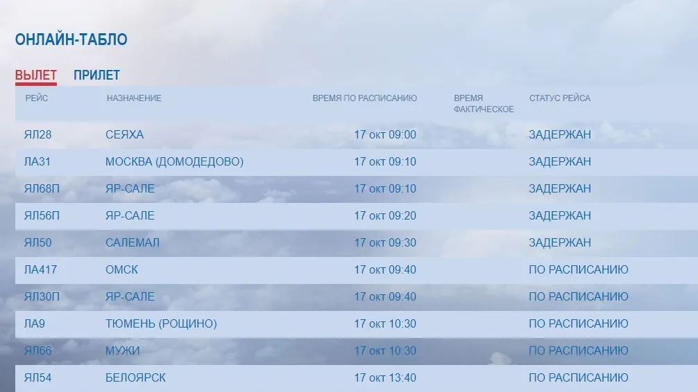 Фото: скрин с сайта аэропорта Салехарда