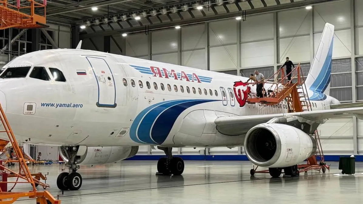 Брендированный Airbus A320 авиакомпании «Ямал» 27 декабря совершил первый рейс. Фото: t.me/sofakel_yamal