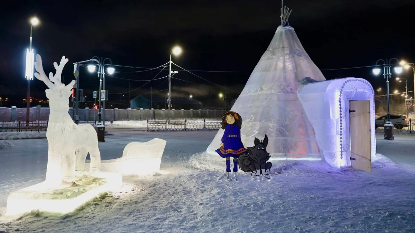 Ледяной чум на набережной Саргина в Тарко-Сале. Фото: t.me/puradm