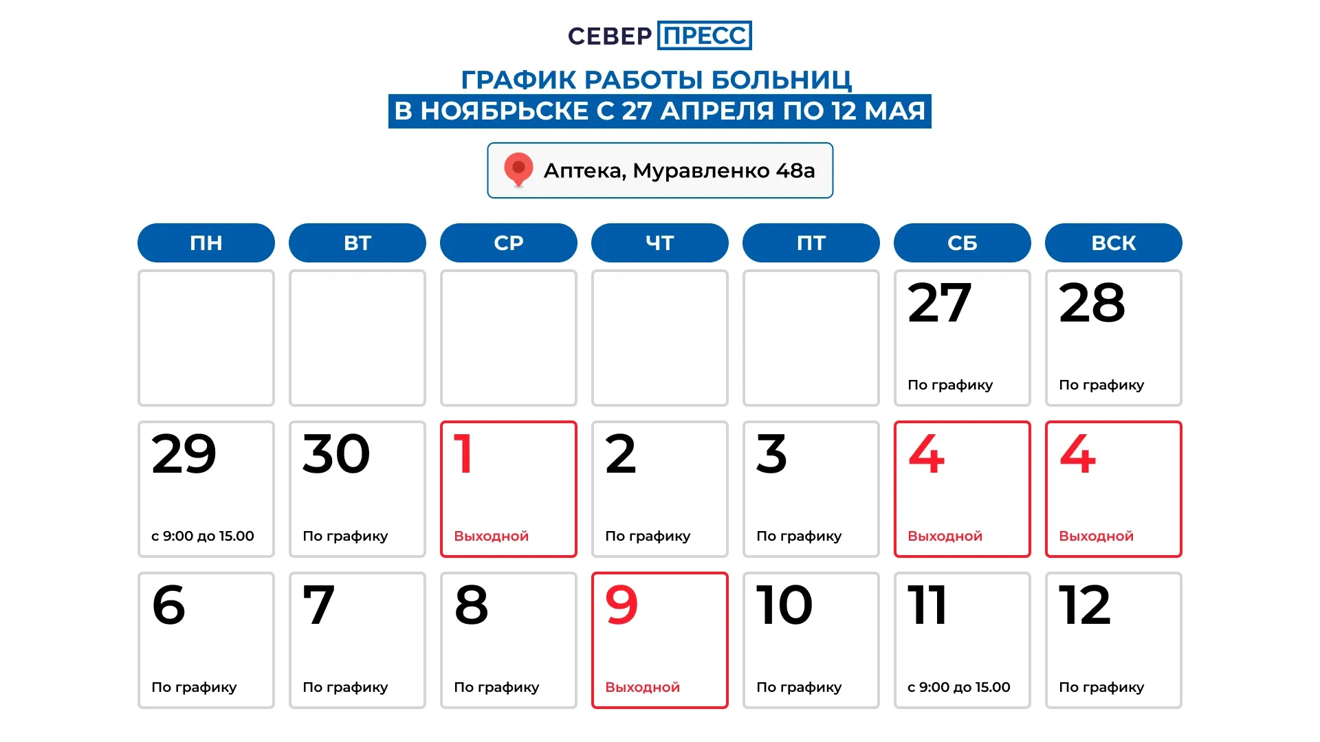 График работы аптечного пункта. Графика: Татьяна Бояринова / «Ямал-Медиа»